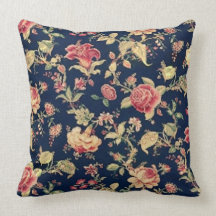 Het vintage Elegante BloemenBlauw nam Hoofdkussen 