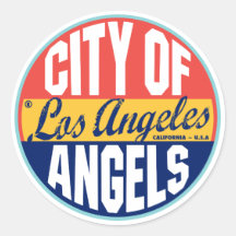 Het Vintage Etiket van Los Angeles Ronde Sticker