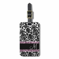 Het vintage Patroon van het Damast met Monogram bagage labels