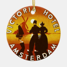 Het vintage Poster van de Reis, Amsterdam, Holland Ornamenten