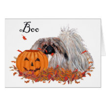 Het Wenskaart van Halloween van de pekinees
