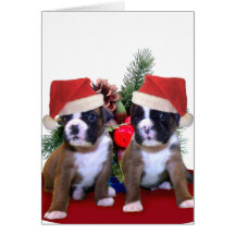 Het wenskaart van het de bokserpuppy van Kerstmis