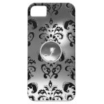 HET WIT VAN HET MONOGRAM VAN DE GEM VAN HET DAMAST iPhone 5 HOESJES