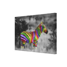 Het Zebra van de regenboog Stretched Canvas Prints