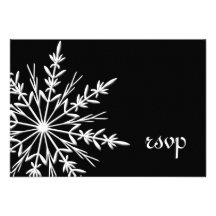 Het zwart-witte Huwelijk RSVP van de Winter van de Gepersonaliseerde Uitnodigingen