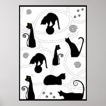 Het zwarte Capricieuze Poster van Katten