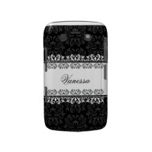 Het zwarte damast gepersonaliseerde Gewaagde geval Case-Mate Blackberry Hoesjes