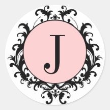 Het zwarte Witte Roze Etiket van het Damast van he Stickers