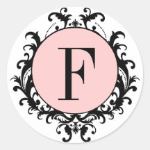 Het zwarte Witte Roze Etiket van het Damast van he Sticker