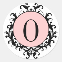 Het zwarte Witte Roze Etiket van het Damast van he Ronde Stickers