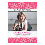 Hete Roze Daisy Flowers Photo Graduation Invitatio uitnodigingen