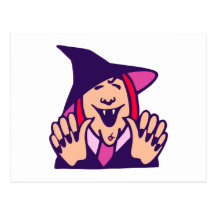 Hexe witch Halloween Postkarte