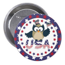 Hibou 4 juillet avec le drapeau américain badges publicitaires