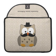 Hibou avec la moustache et le chapeau housse MacBook pro