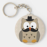 Hibou avec la moustache et le chapeau porte-clef