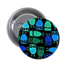 Hibou bleu pin's avec agrafe