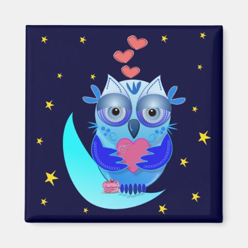 Hibou d'aimant de bande dessinée dans l'amour sur 