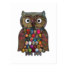 Hibou de patchwork carte postale
