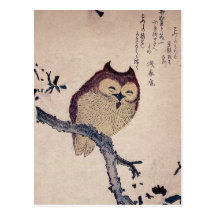 Hibou de sourire japonais mignon carte postale