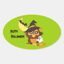 Hibou de Witchy, chauve-souris+Fantôme/autocollant