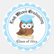 Hibou d'obtention du diplôme dans le casquette ble autocollants