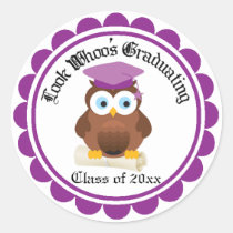 Hibou d'obtention du diplôme dans le casquette pou autocollants