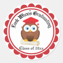 Hibou d'obtention du diplôme dans le casquette rou autocollants