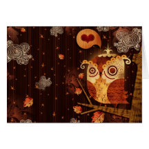 Hibou enamouré carte de vœux