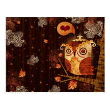 Hibou enamouré carte postale