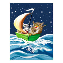 hibou et le minou cartes postales