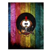 Hibou frais drôle de rock&roll avec le jeu de perf carte postale