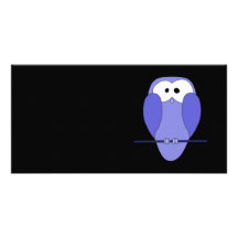 Hibou la nuit. Bleu, noir Cartes De Vœux Avec Photo