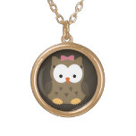 Hibou mignon de bébé avec l'arc rose colliers personnalisés