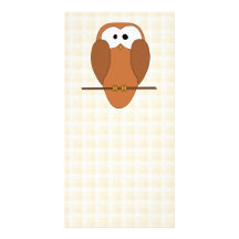 Hibou mignon de Brown, fond beige de contrôle Cartes Avec Photo