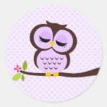 Hibou pourpre mignon autocollant