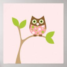 Hibou rose de bébé poster