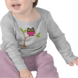 Hibou rose lumineux de bébé t-shirt
