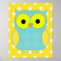 Hibou V2 de point de polka Affiches