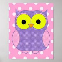 Hibou V3 de point de polka Posters
