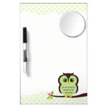 Hibou vert mignon tableau blanc effaçable à sec