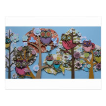 hiboux dans les arbres cartes postales
