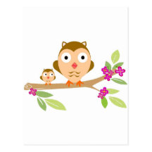 Hiboux heureux carte postale