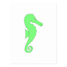 Hippocampe vert sur le blanc cartes postales