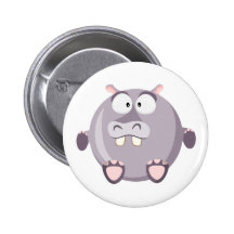 Hippopotame mignon de cercle badges avec agrafe
