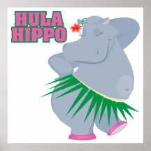 hippopotame mignon et idiot de danse polynésienne  poster