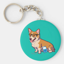 Hipster Corgi Keychain Sleutelhanger