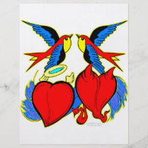 Hirondelles et tatouage de coeurs tract personnalisé