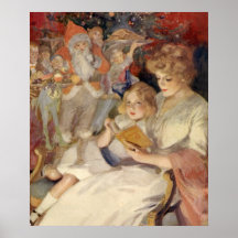 Histoires vintages de Noël de lecture de mère et d Affiches
