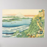 Hokusai - Reizigers die een Weg van de Berg beklim Posters
