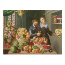 Homme et femme avant un Tableau Cartes Postales
